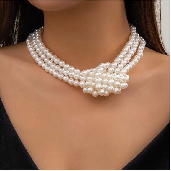 NWT Zara Multi-Layer Faux Pearl Choker Necklace - Picture 1 of 2